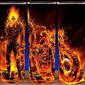 Ghost Rider with Hellcycle - Ghostrider Biker Cup Mug Tumbler 20oz